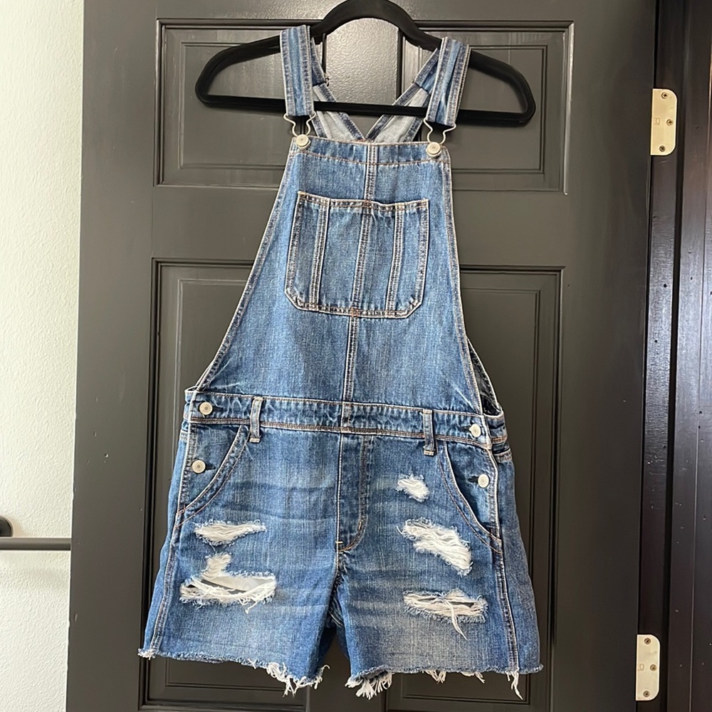 American Eagle Tom Girl Shortalls Jean Shorts Bibs Size M